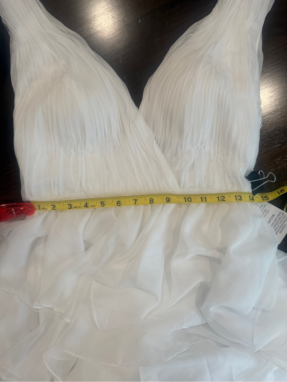 NWT Mac Duggal Deep V-neck Ruffled Maxi 55320 White Gown Size 8 - Picture 10 of 12